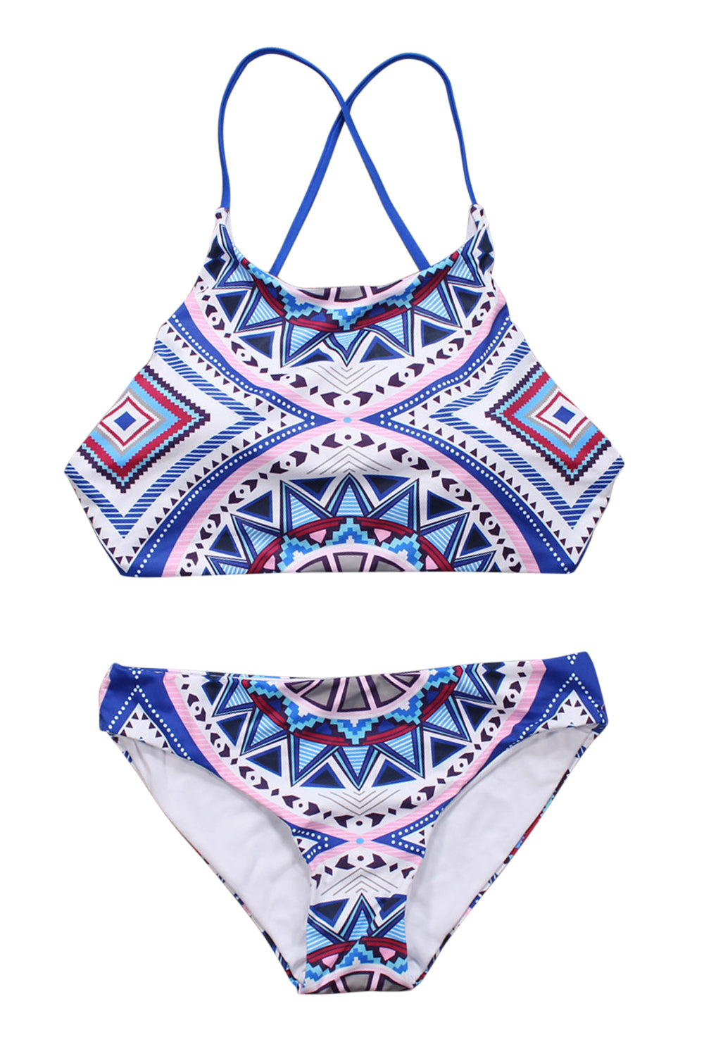 Iyasson Purple Trendy Sport Style High Neck Bikini Set