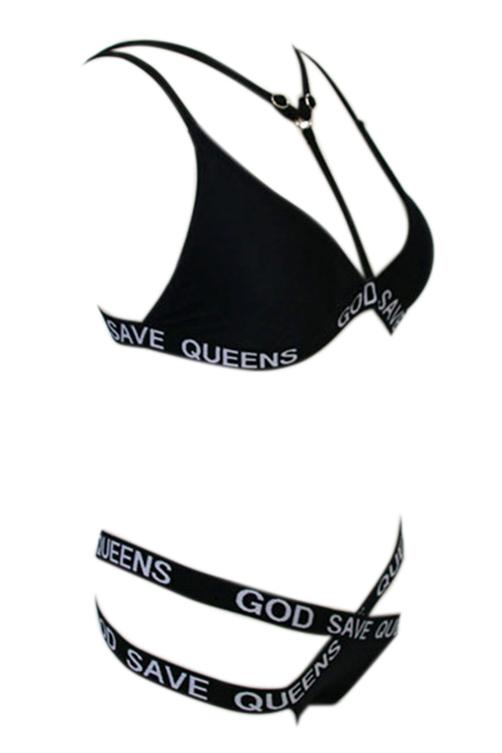 Iyasson Solid Color Braided Criss Sexy Halterneck Bikini Set