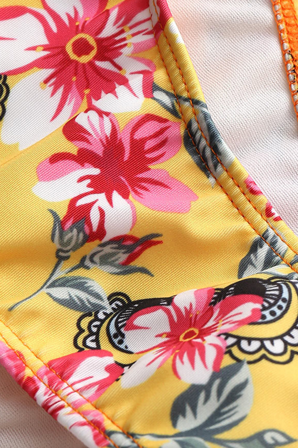 Iyasson Sexy Yellow Floral Printing Swimwear