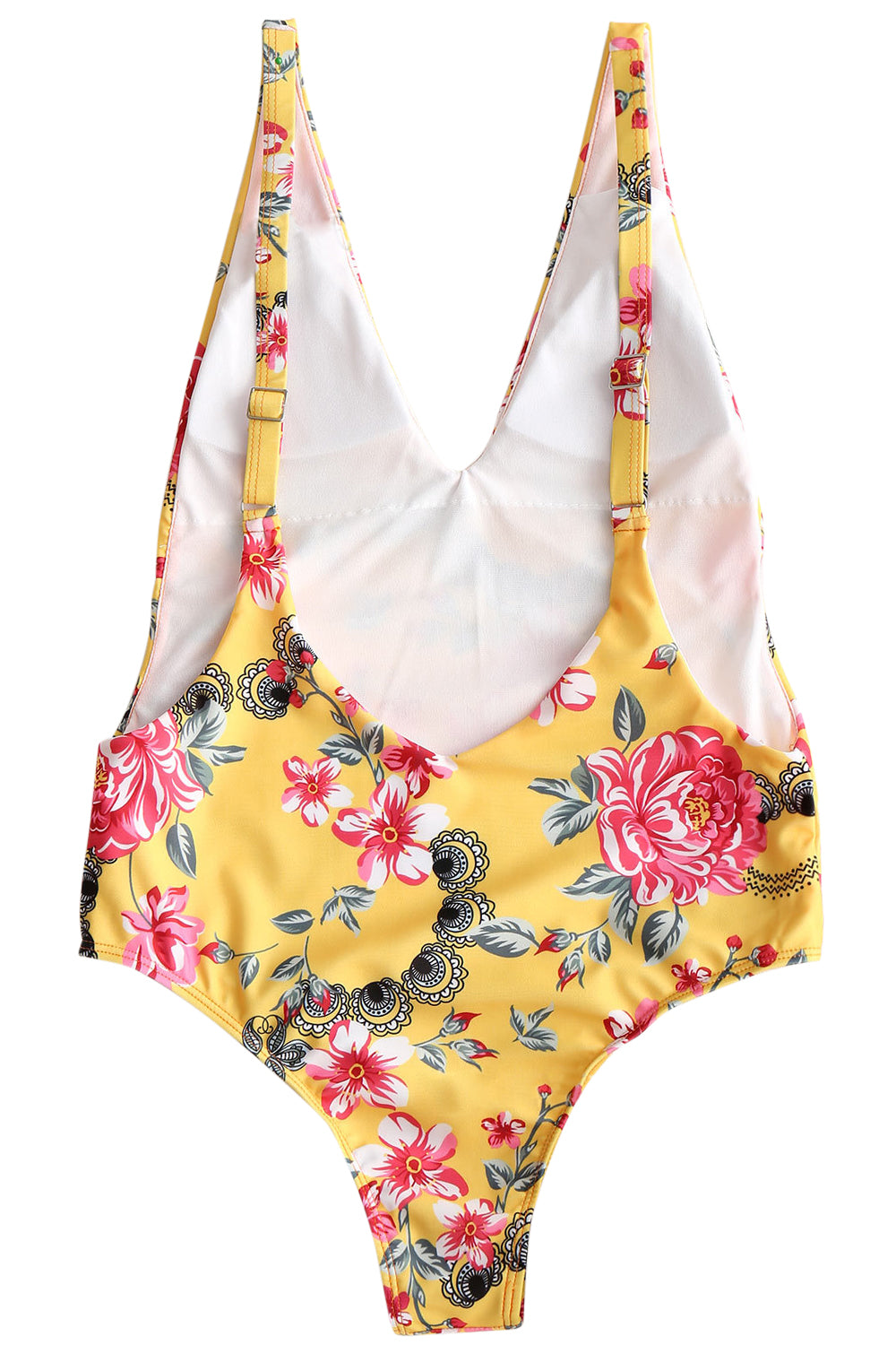 Iyasson Sexy Yellow Floral Printing Swimwear