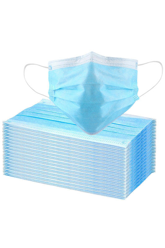 50 Pcs Disposable Face Masks with Elastic Ear Loop 3 Ply for Blocking Dust Air Pollution Protection