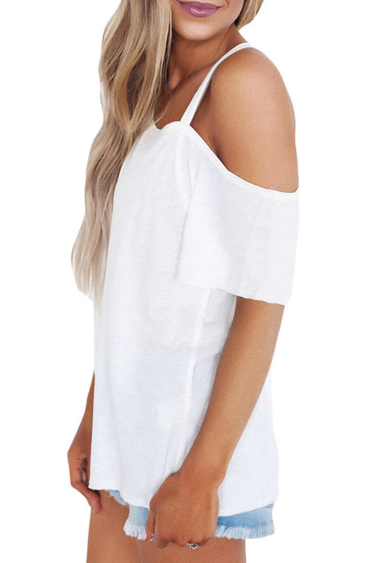 Iyasson Women Sexy Short Sleeve Asymmetric Shoulder T-shirt