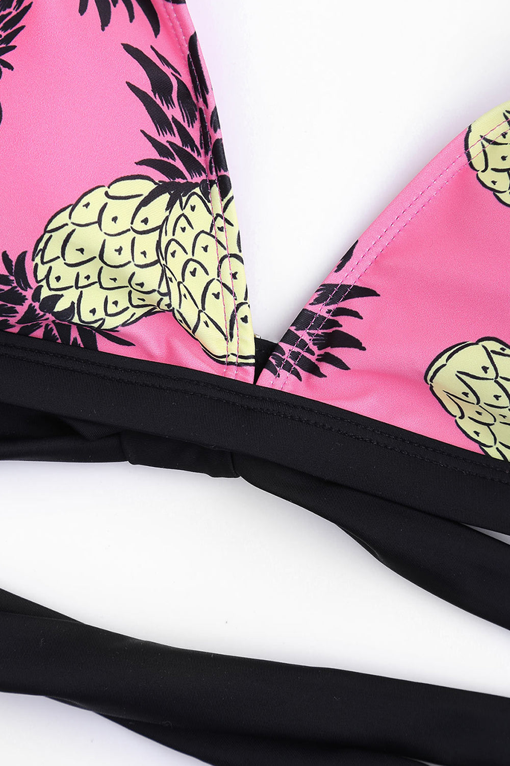 Iyasson Pink Pineapple Printing Cross Design Bikini Sets
