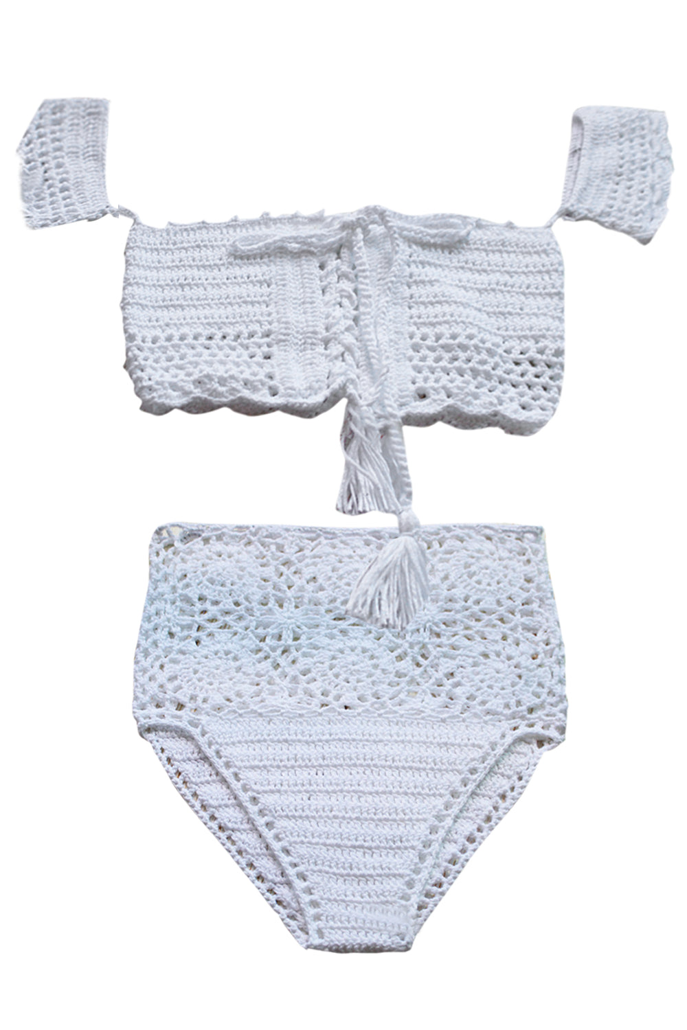 Iyasson Off-the-shoulder Crochet Bikini Sets