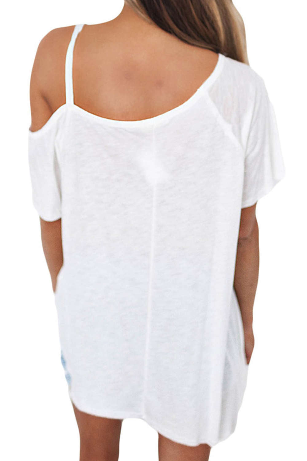 Iyasson Women Sexy Short Sleeve Asymmetric Shoulder T-shirt