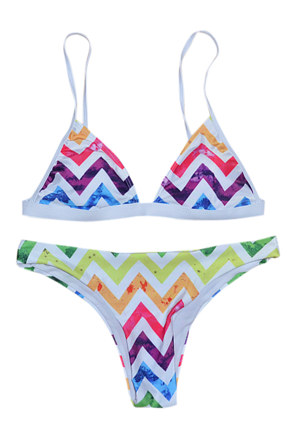 Iyasson Colorful Printing Triangle Top Bikini Set