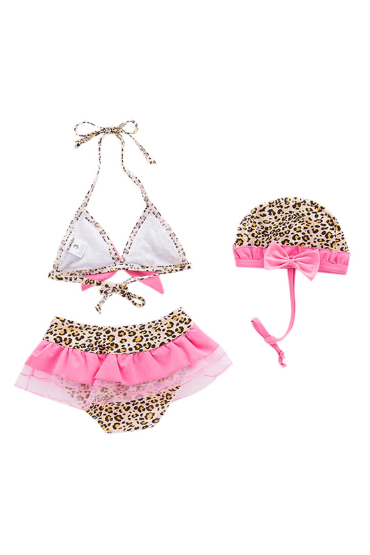Iyasson Leopard Printing Triangle Top Baby Girl Bikini Sets