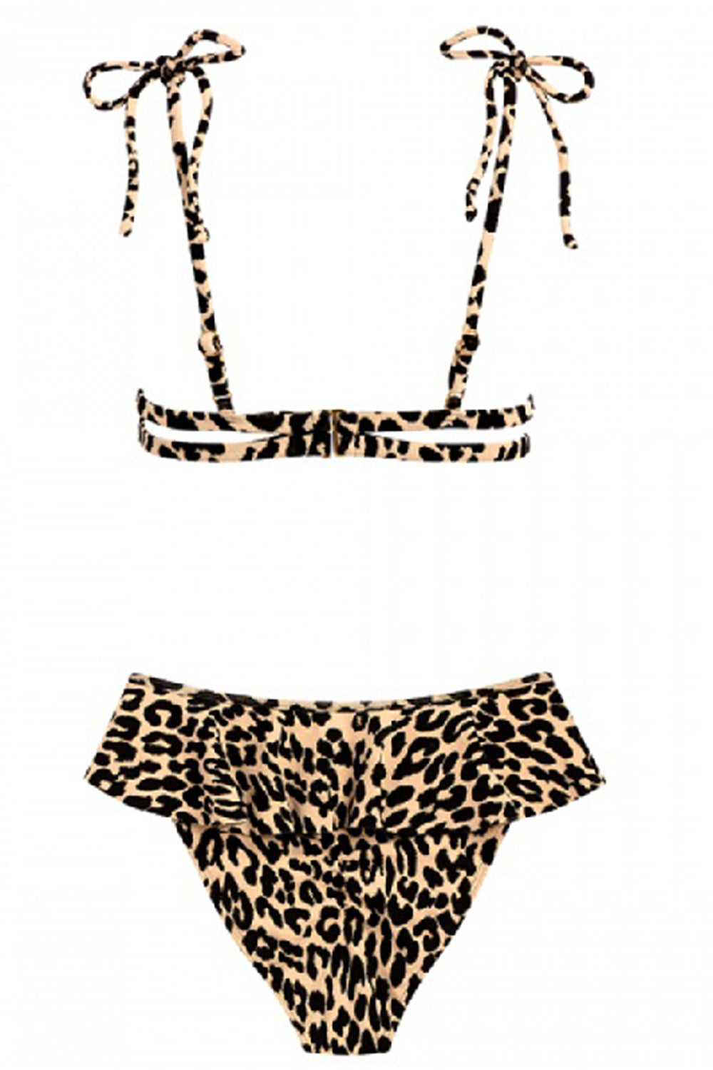 High waist leopard triangle bikini set