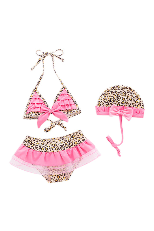 Iyasson Leopard Printing Triangle Top Baby Girl Bikini Sets