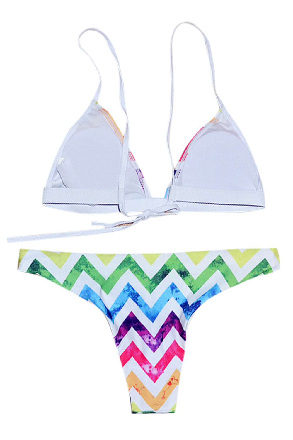 Iyasson Colorful Printing Triangle Top Bikini Set