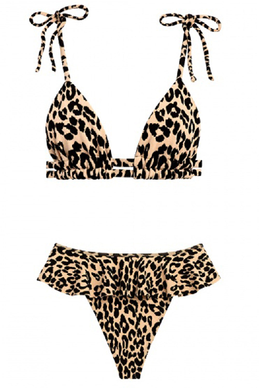 High waist leopard triangle bikini set