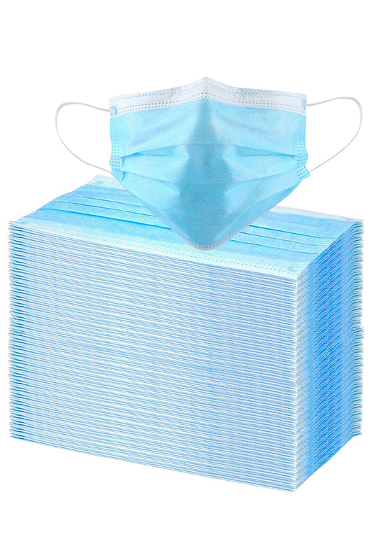 100 Pcs Disposable Face Masks with Elastic Ear Loop 3 Ply for Blocking Dust Air Pollution Protection