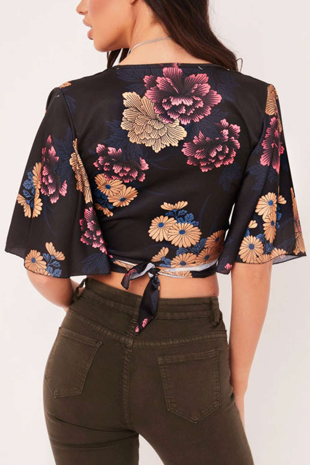 Iyasson Floral Printing Women Bandages Wrapped Crop Top