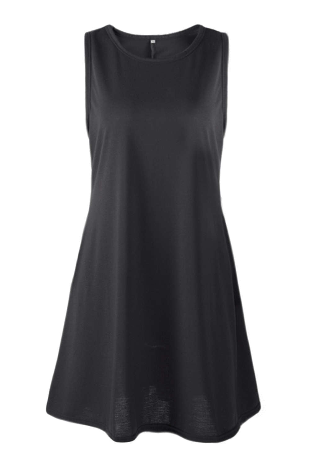 Iyasson Solid Color Tank Dress with Gathered Hem