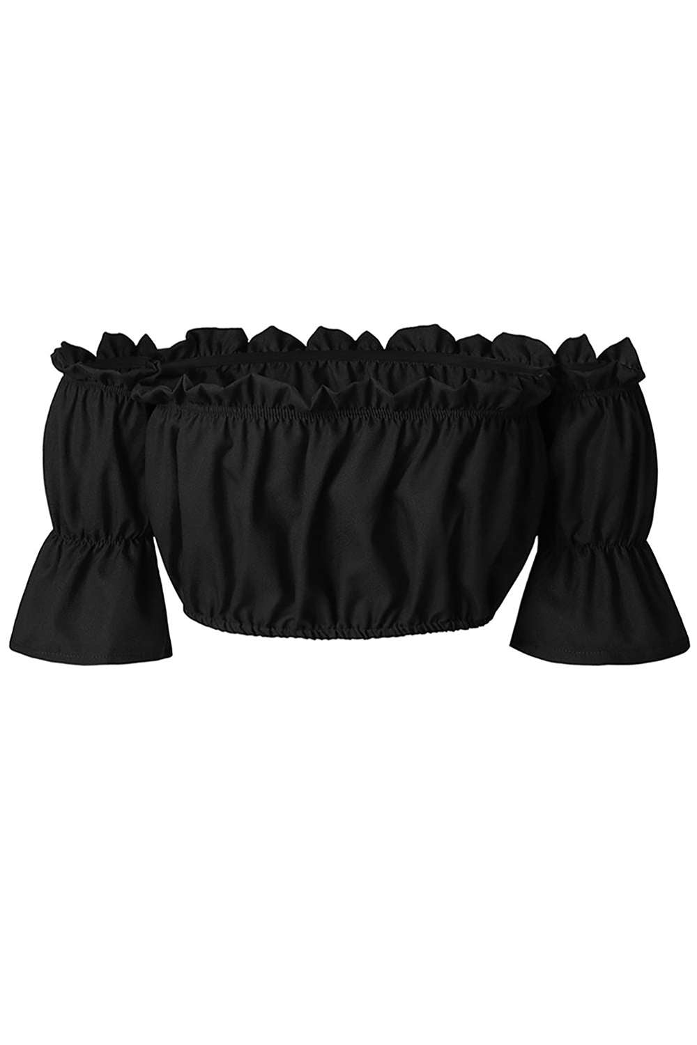 Iyasson Sexy Puff Sleeve Ruffles Crop Tops