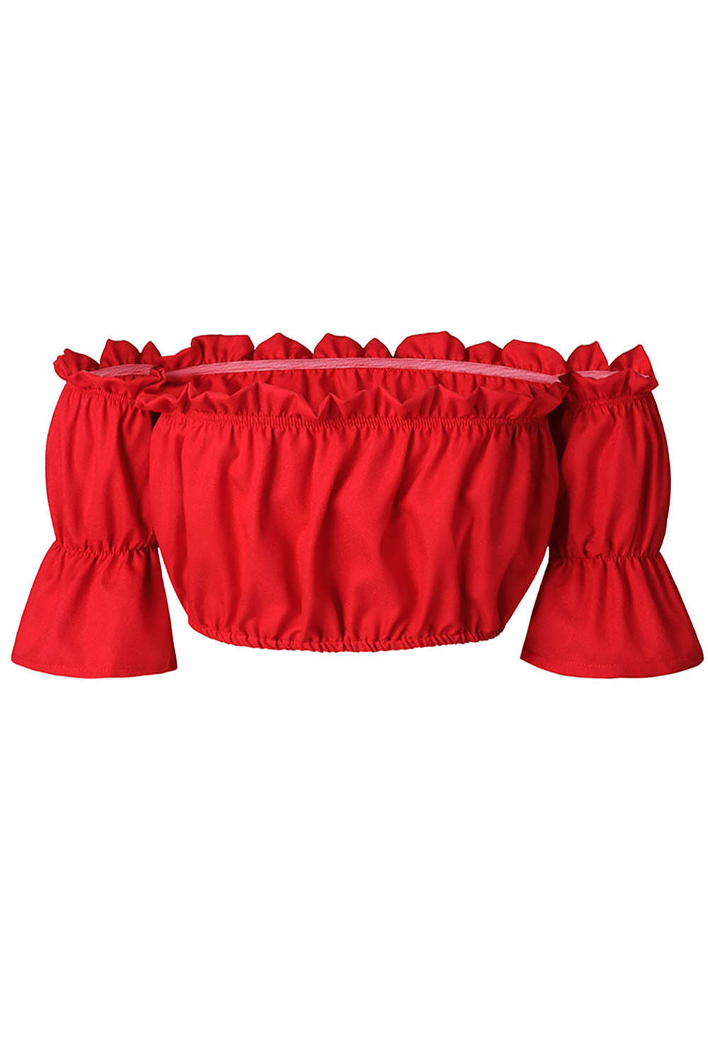 Iyasson Sexy Puff Sleeve Ruffles Crop Tops