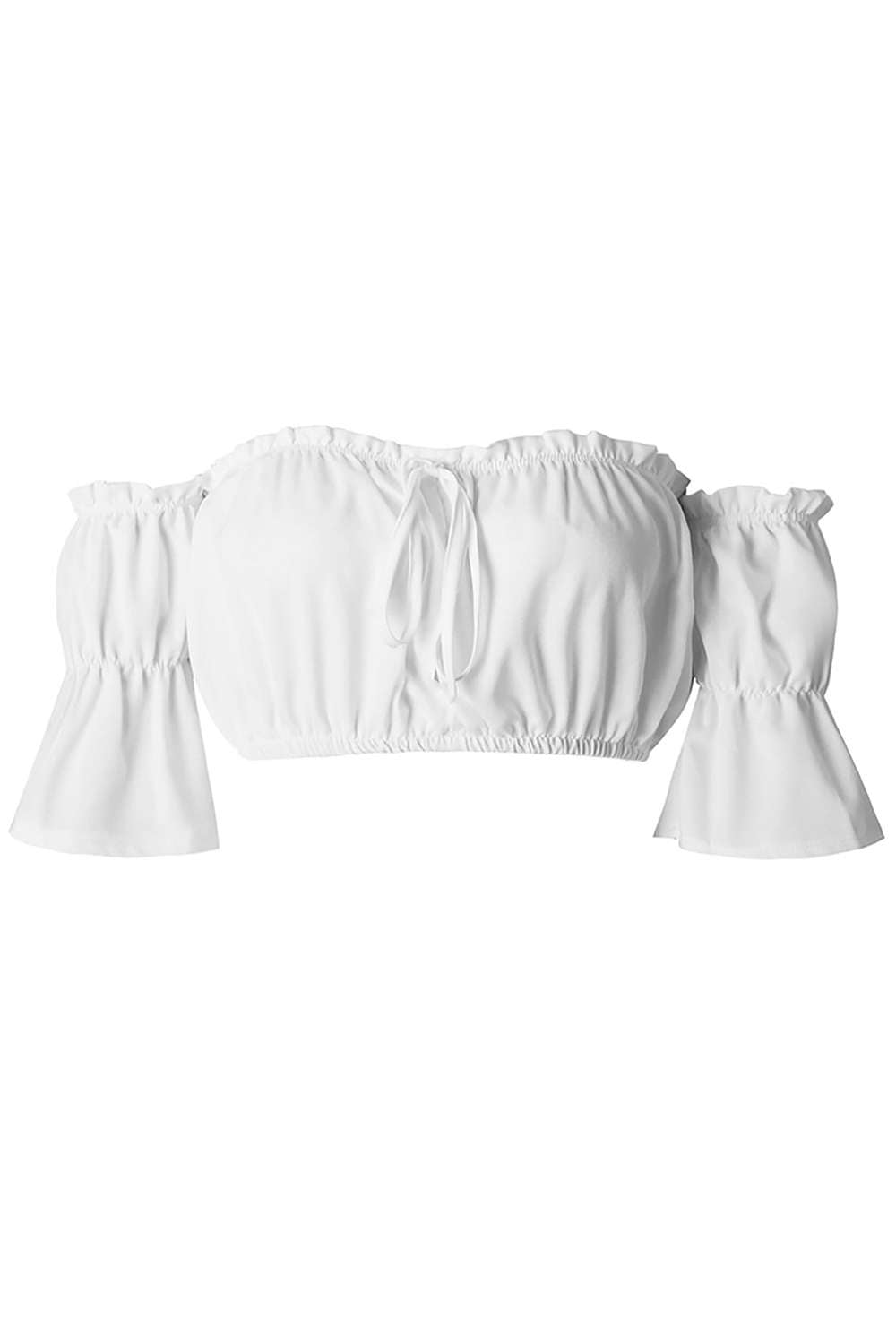 Iyasson Sexy Puff Sleeve Ruffles Crop Tops