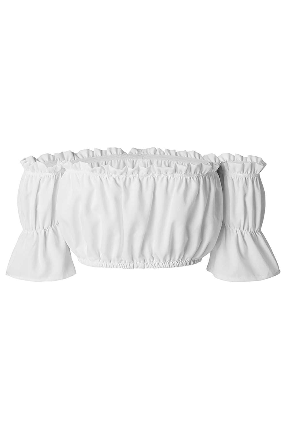 Iyasson Sexy Puff Sleeve Ruffles Crop Tops