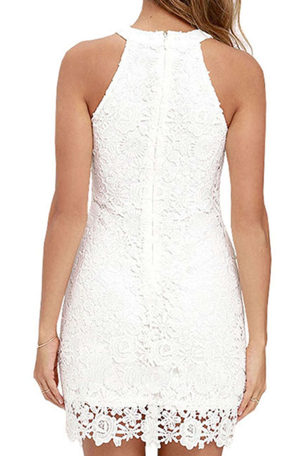 Iyasson Sexy Sleeveless Lace Mini Dress