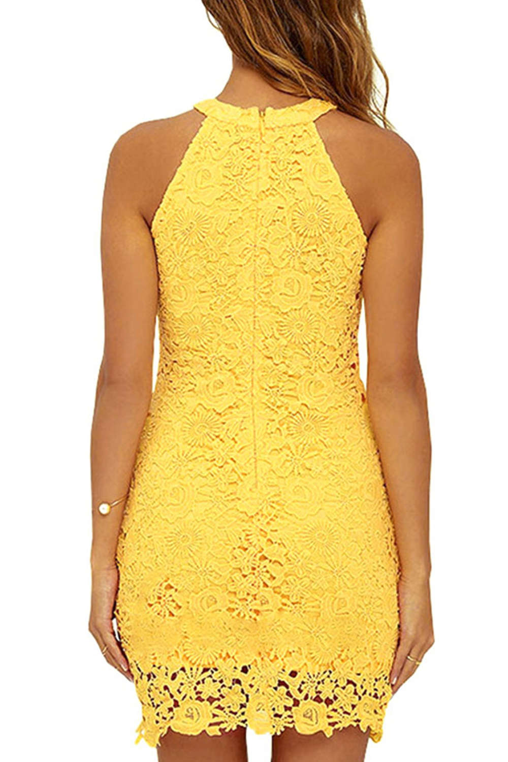 Iyasson Sexy Sleeveless Lace Mini Dress