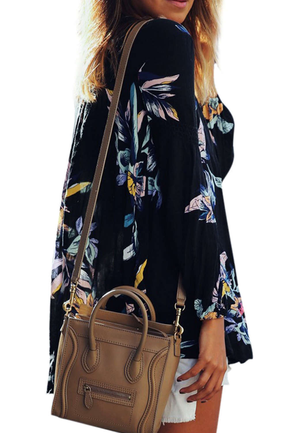 Iyasson Women Casual Floral Print Long Sleeve Shirt 
