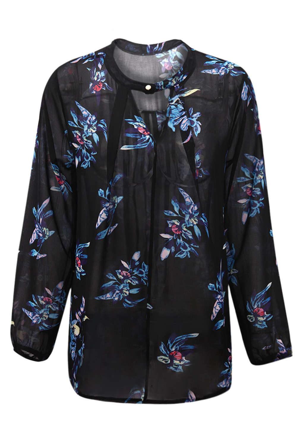 Iyasson Women Casual Floral Print Long Sleeve Shirt 