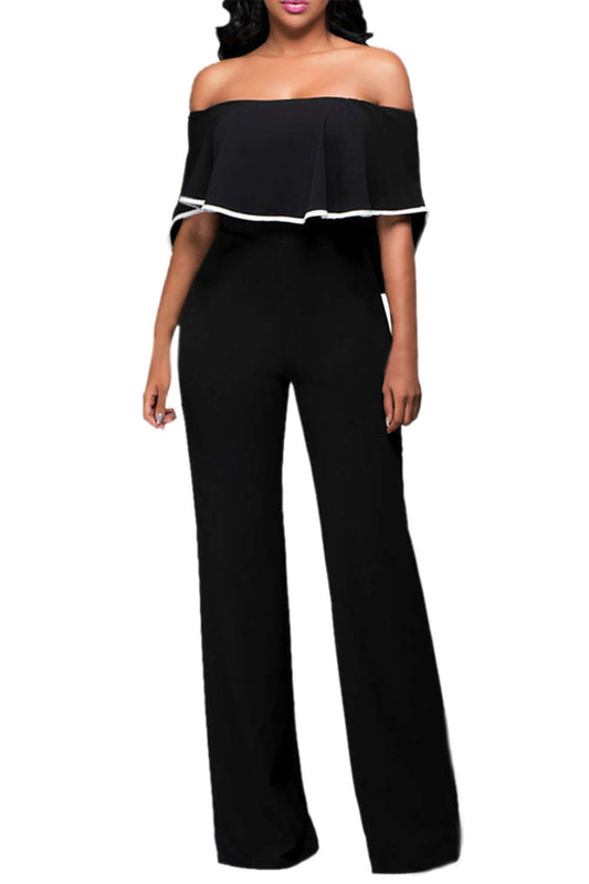 Iyasson Women Elegant Sexy Off Shoulder High Waist Wide Leg Jumpsuits