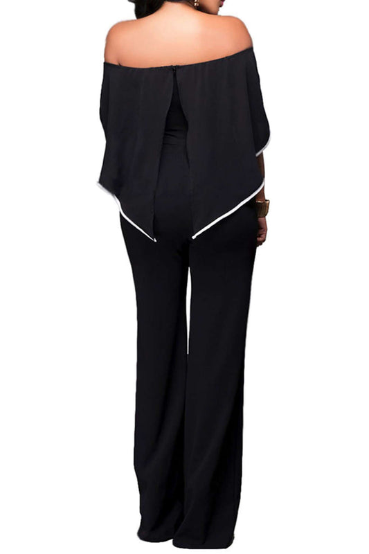 Iyasson Women Elegant Sexy Off Shoulder High Waist Wide Leg Jumpsuits