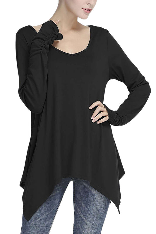 Iyasson Loose Irregular Hem Blouse