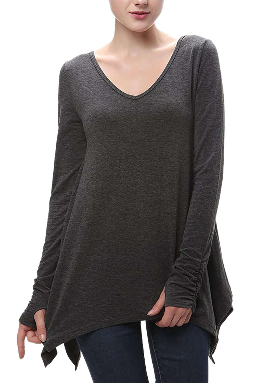 Iyasson Loose Irregular Hem Blouse