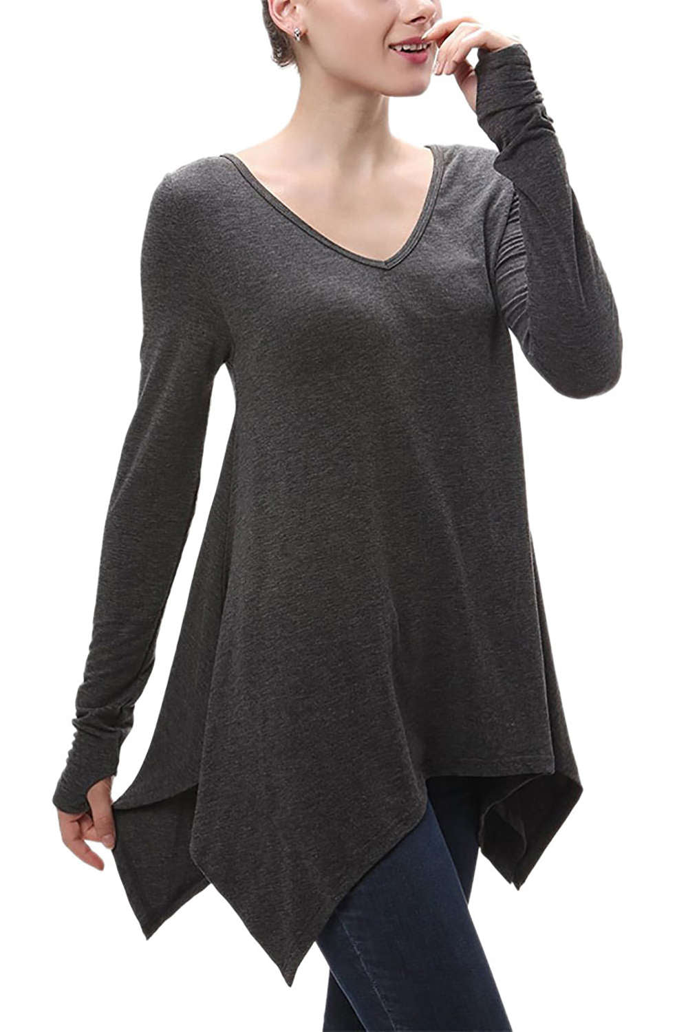 Iyasson Loose Irregular Hem Blouse