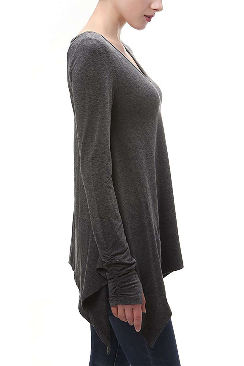 Iyasson Loose Irregular Hem Blouse