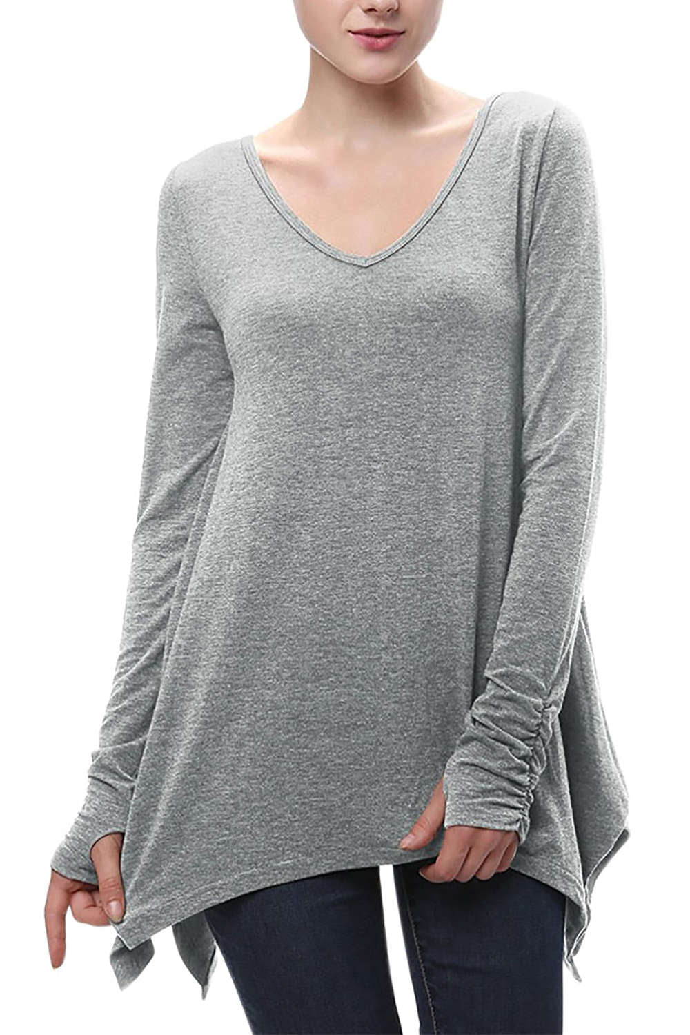 Iyasson Loose Irregular Hem Blouse