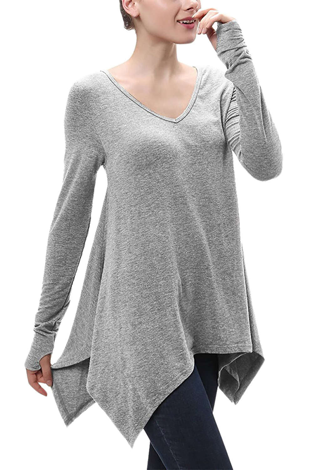 Iyasson Loose Irregular Hem Blouse