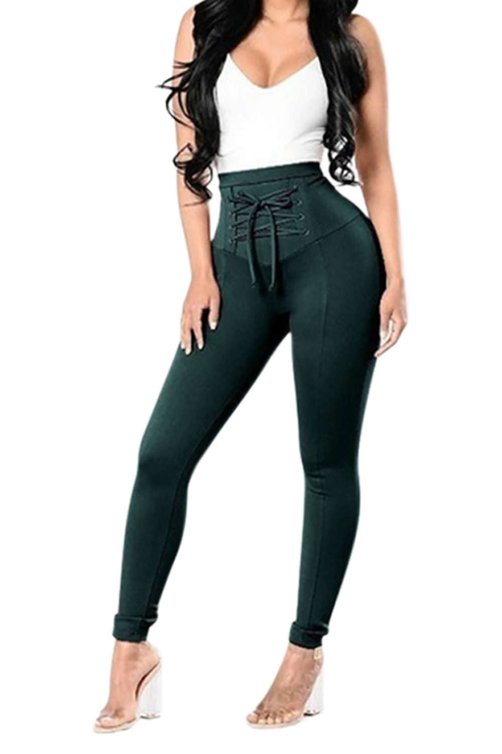 Iyasson Drawstring Elastic High Waisted Leggings