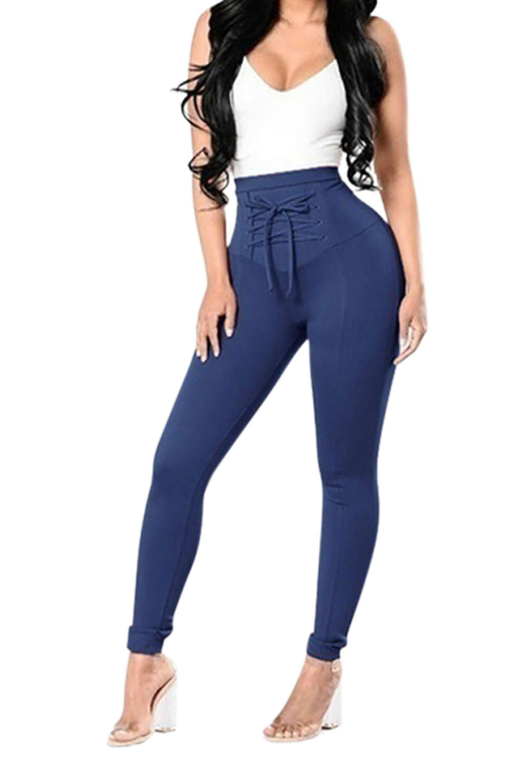 Iyasson Drawstring Elastic High Waisted Leggings