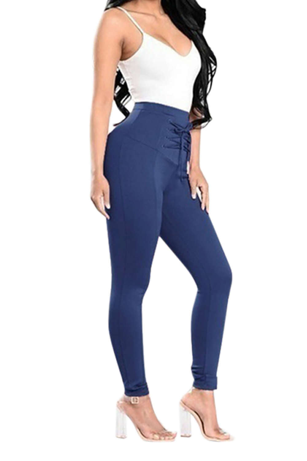 Iyasson Drawstring Elastic High Waisted Leggings