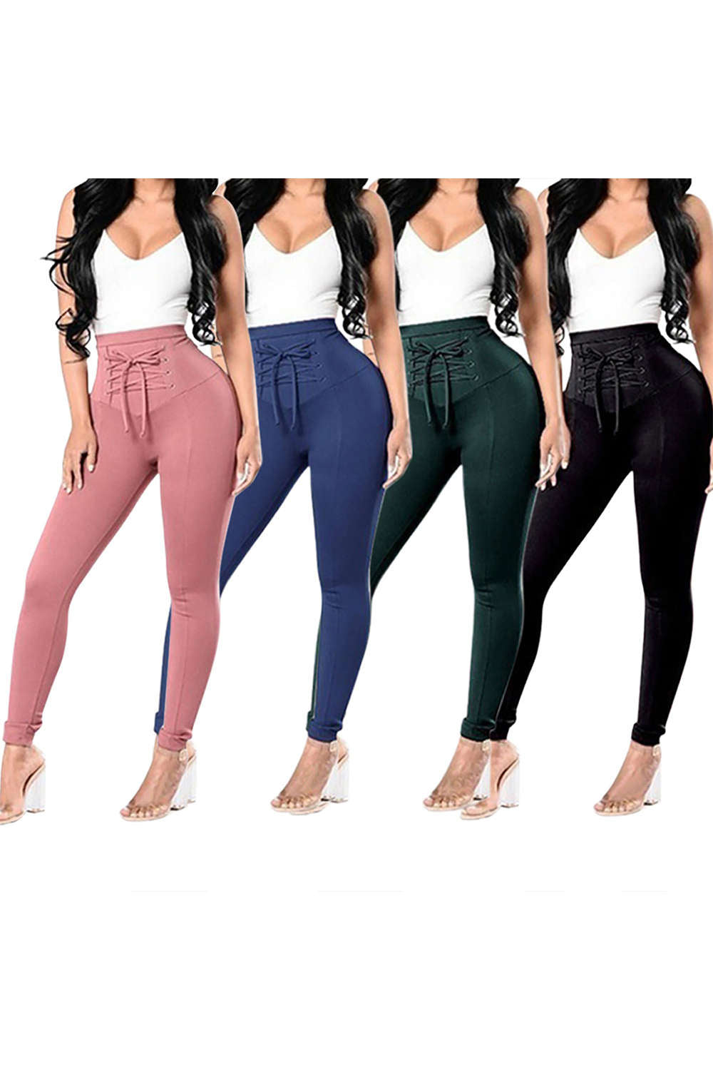 Iyasson Drawstring Elastic High Waisted Leggings