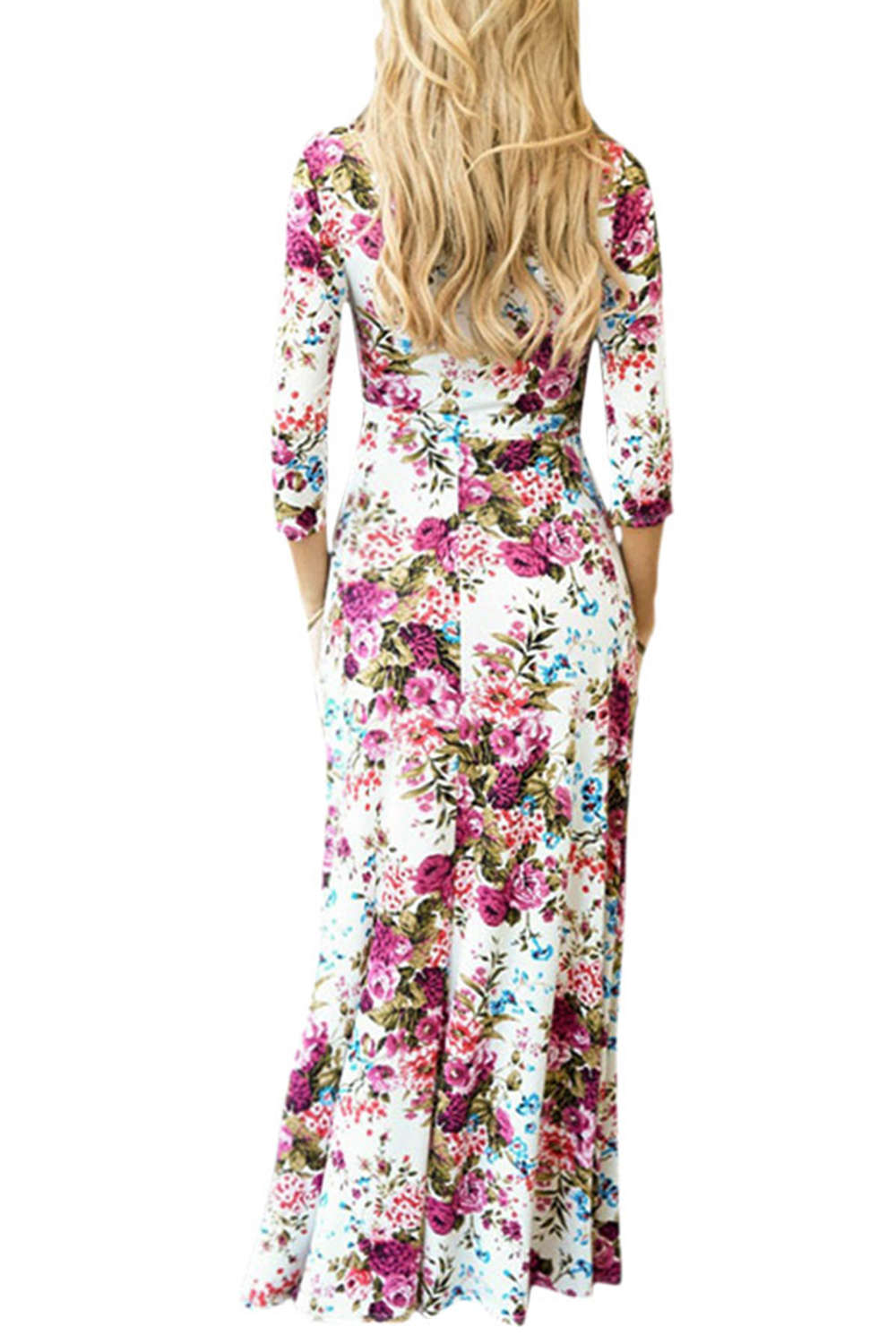 Iyasson Long Sleeve Floral Wrap Maxi Dress
