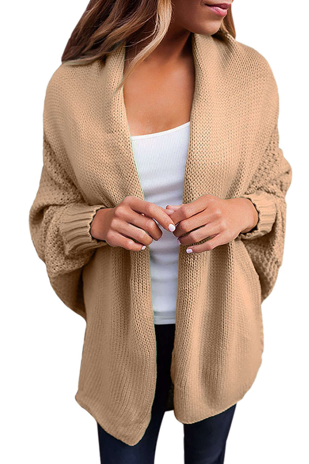 Iyasson Chunky Rib Batwing Sleeve Cardigan