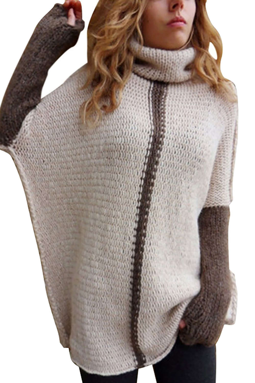 Iyasson High Collar Loose Knit Sweater