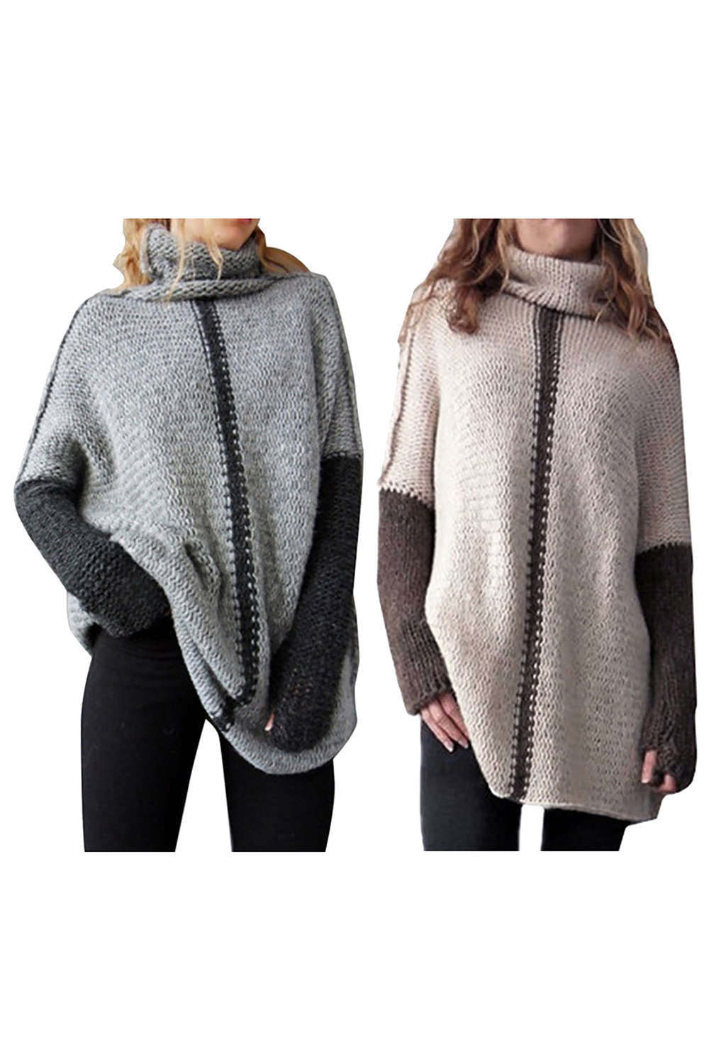 Iyasson High Collar Loose Knit Sweater