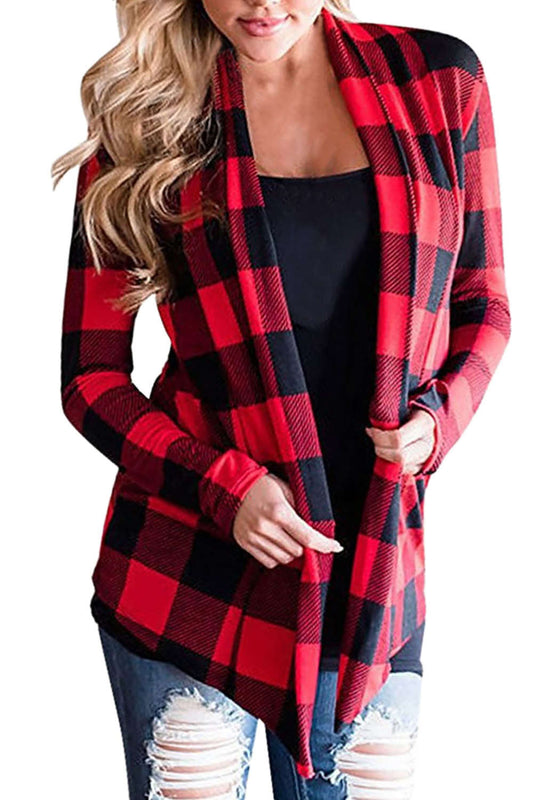 Iyasson Open-Front Sport Plaid Outwear