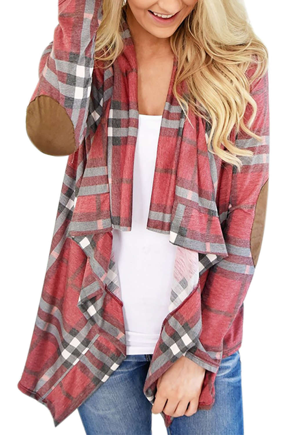 Iyasson Plaid Long Sleeve Open Front Cardigan