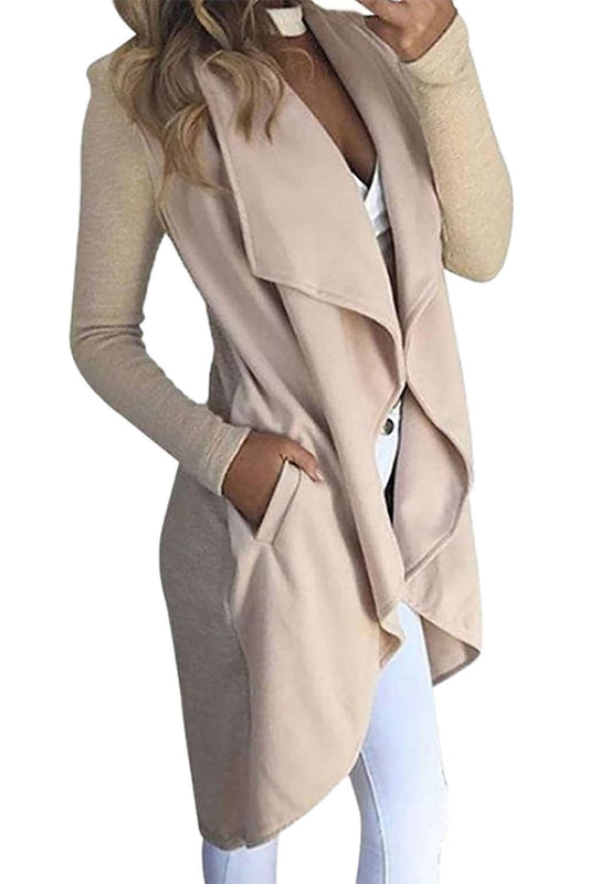 Iyasson Draped Lapel Open Front Cardigan