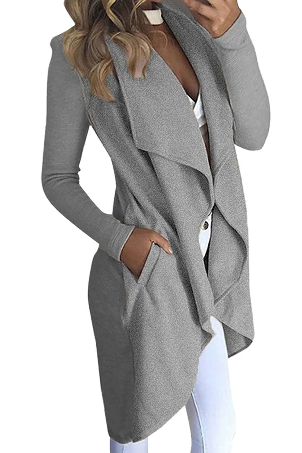 Iyasson Draped Lapel Open Front Cardigan