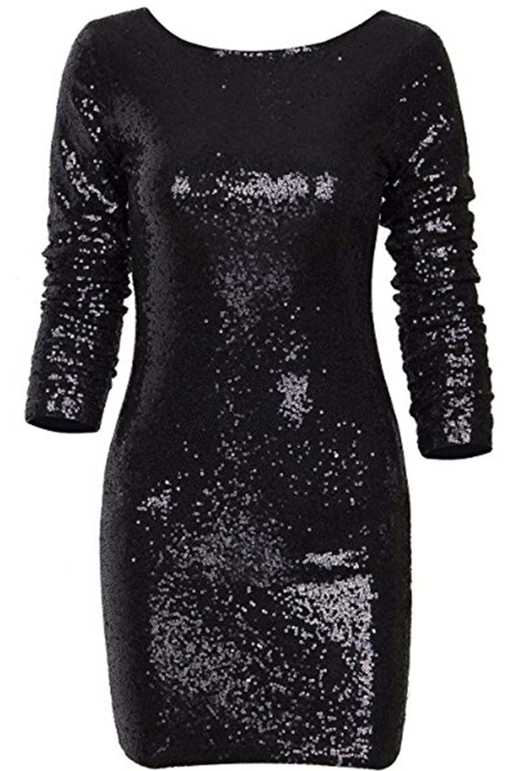 Iyasson Sequin Long Sleeve Bodycon Club Dress