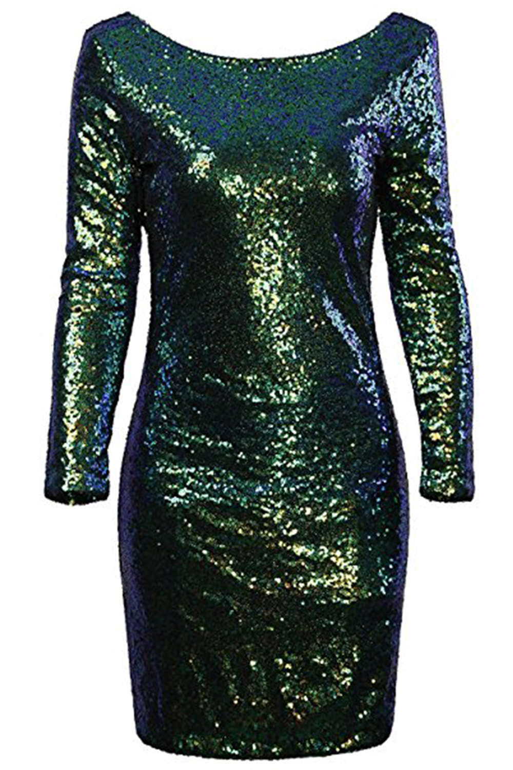 Iyasson Sequin Long Sleeve Bodycon Club Dress