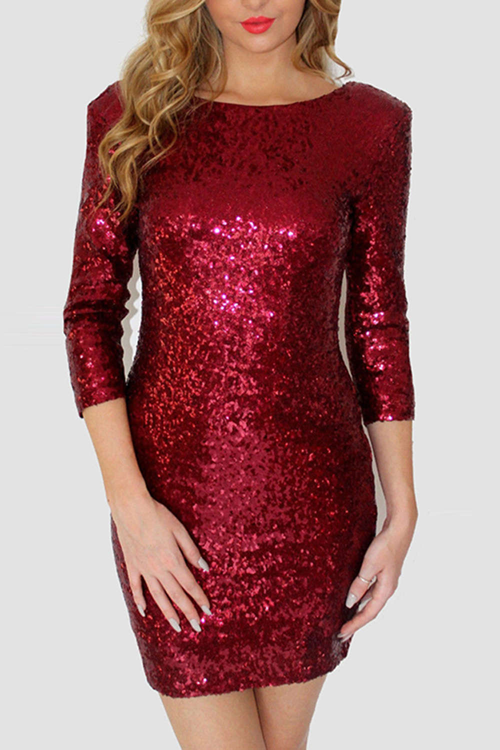 Iyasson Sequin Long Sleeve Bodycon Club Dress