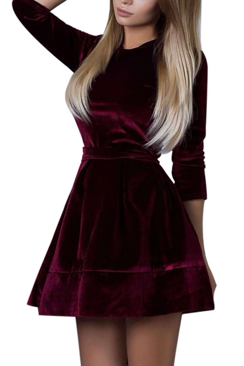 Iyasson Women Velvet Mini Dress